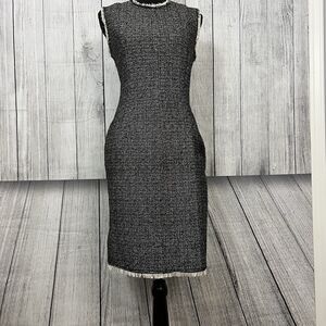 Rebecca Taylor Women's 4 Black and White Knee Length Pencil Dress with Pockets